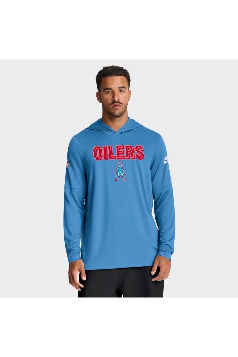 Men's Nike Light Blue Tennessee Titans Oilers Throwback Alt Pack Performance Long Sleeve Hoodie T-Shirt, Alternate, color, Light Blue