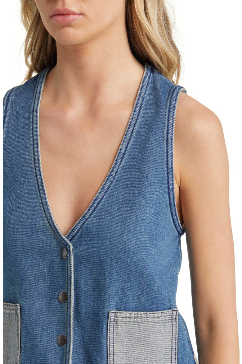 Frisco Flower Embroidered Denim Vest, Alternate, color, TWO TONE INDIGO