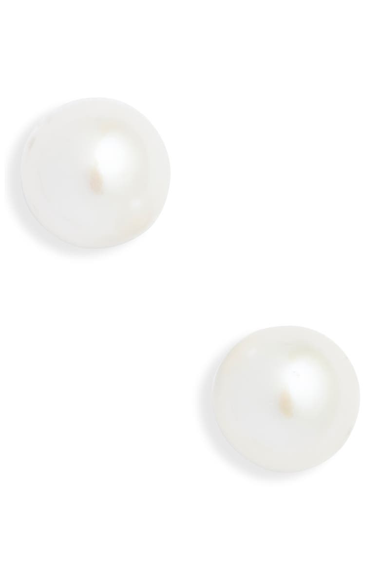 Freshwater Pearl Stud Earrings, Main, color, 14K WHITE GOLD/ PEARL