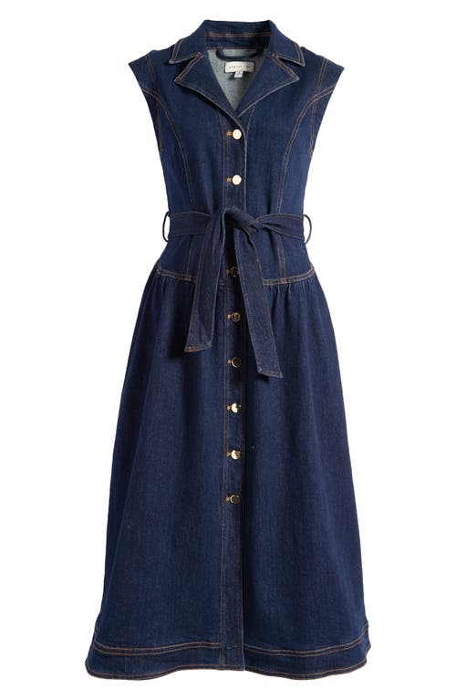 Adelyn Rae Sleeveless Denim Midi Dress In Navy Denim