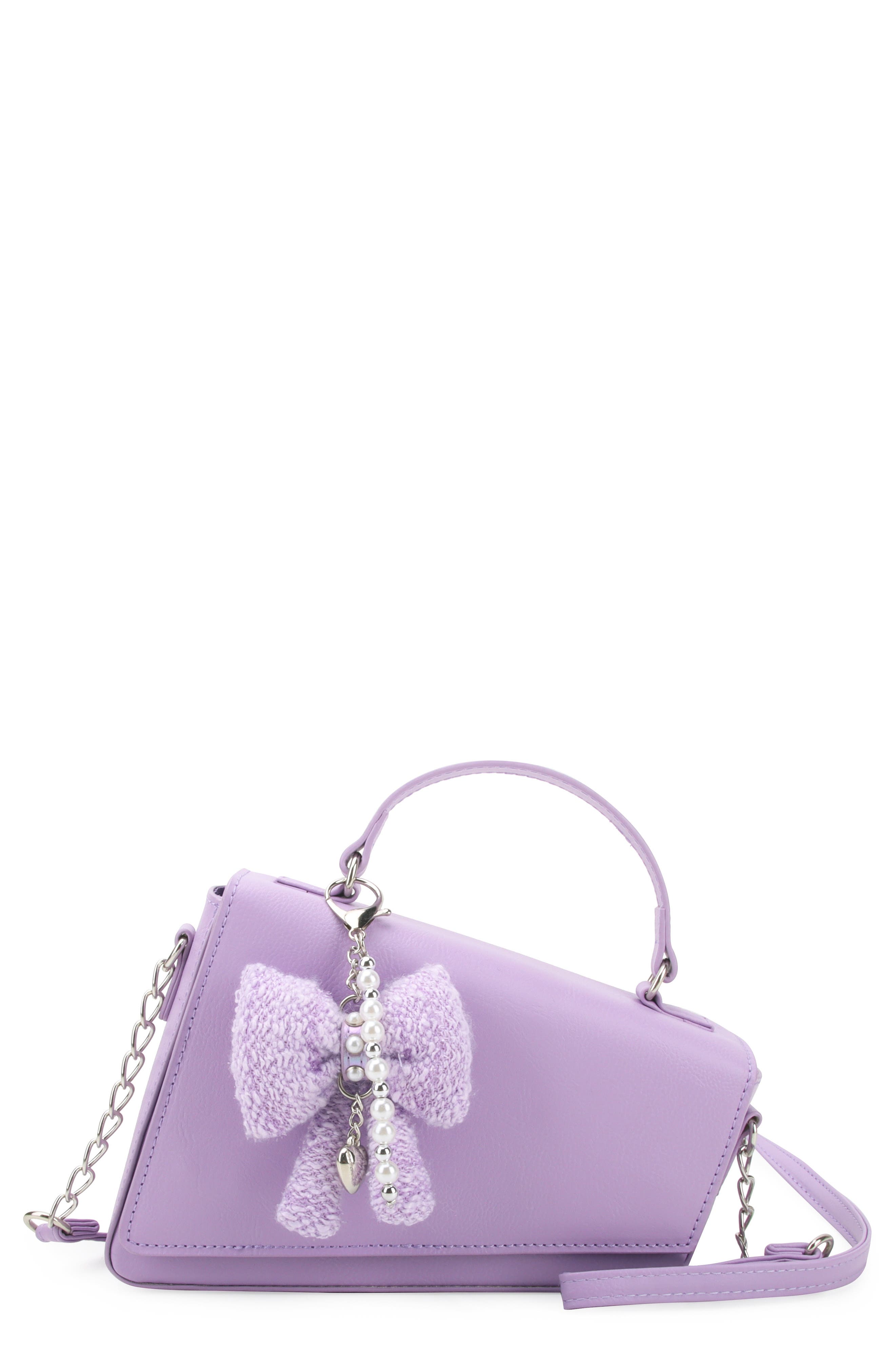 OMG Accessories Angled Flap Faux Leather Crossbody Bag, Main, color, Orchid