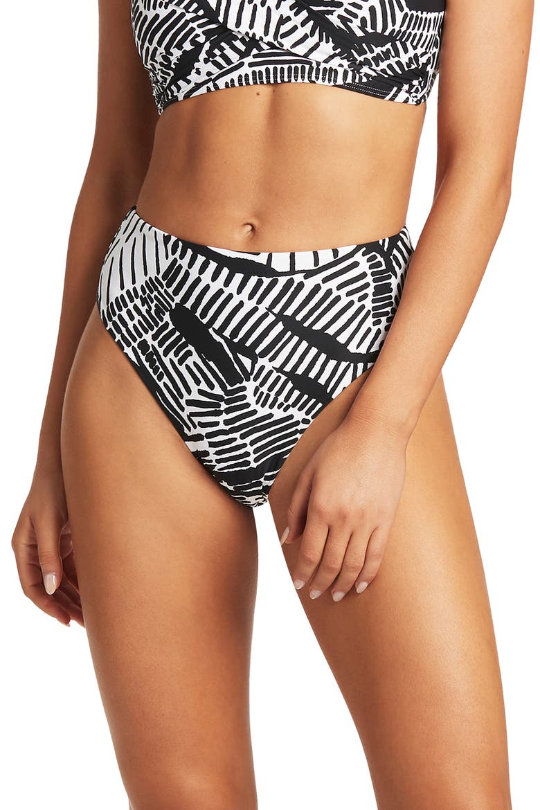 Retro High Waist Bikini Bottoms, Main, color, BLACK