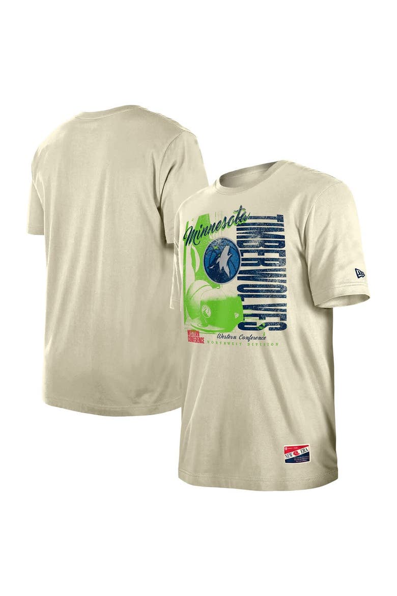 Men's New Era  Cream Minnesota Timberwolves Distressed Throwback Vintage Color Pack T-Shirt, Alternate, color, Cream