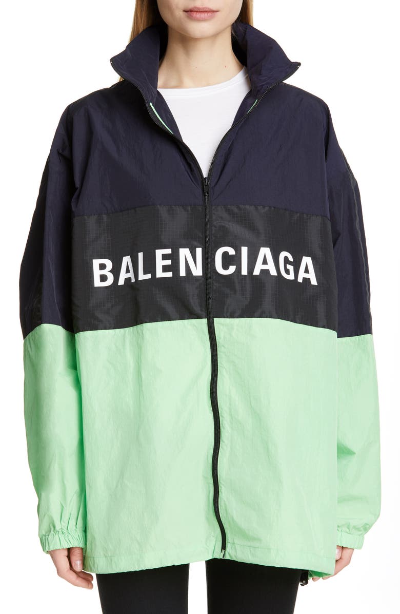 Balenciaga Logo Colorblock Windbreaker Jacket, Main, color, 