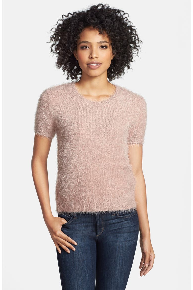 Eyelash Yarn Crewneck Sweater, Main, color, DUSTY PINK