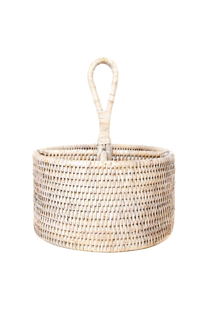 Artifacts Trading Company<sup>™</sup> Artifacts Rattan Round 4 section Caddy/Cutlery Holder, Main, color, White Wash
