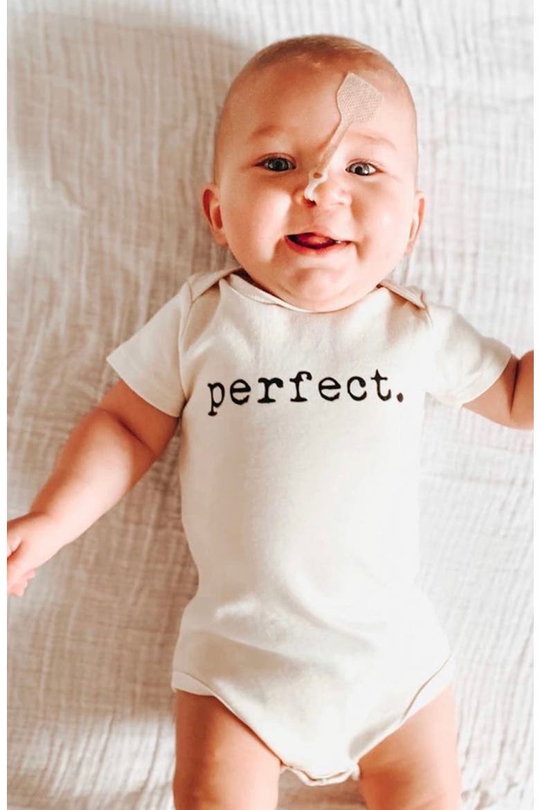 Perfect Organic Cotton Baby Bodysuit, Alternate, color, Natural Black Lettering
