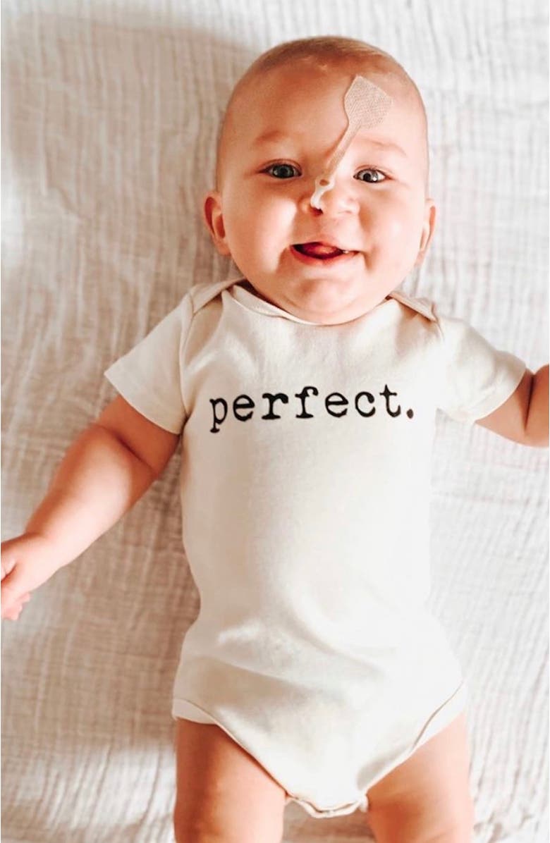 Tenth & Pine Perfect Organic Cotton Baby Bodysuit, Alternate, color, Natural Black Lettering