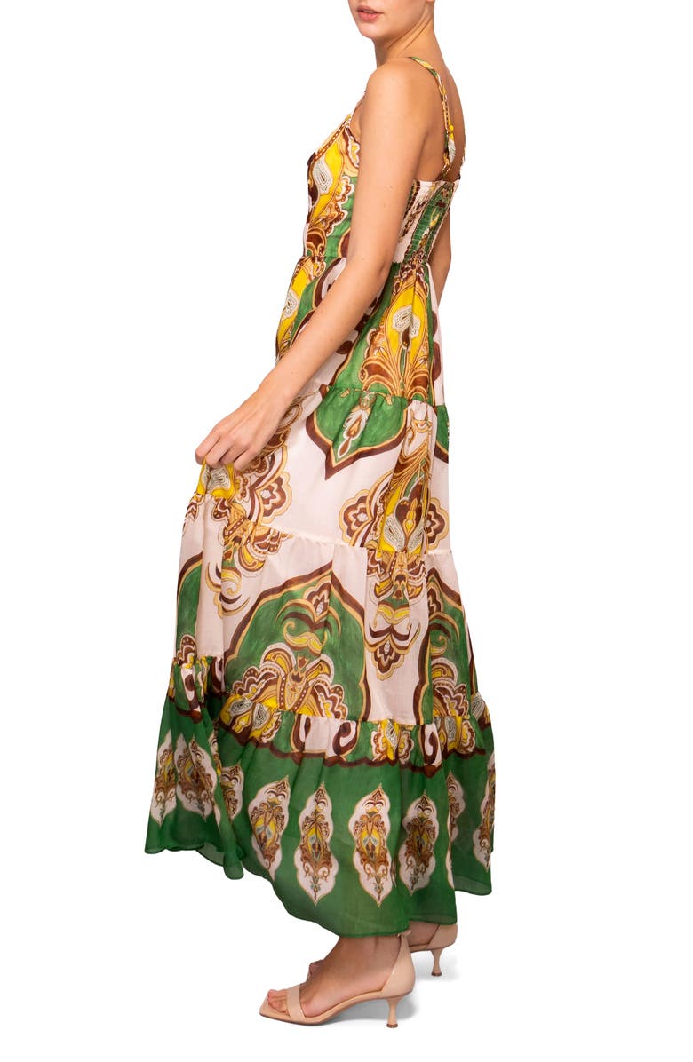 MELLODAY Tiered Maxi Dress, Alternate, color, Green Multi