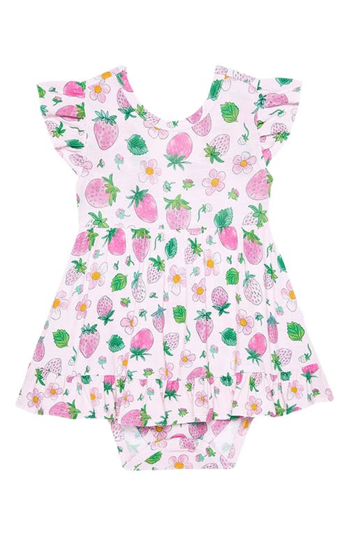 Posh Peanut Kyra Strawberry Print Cutout Skirted Bodysuit In Pink