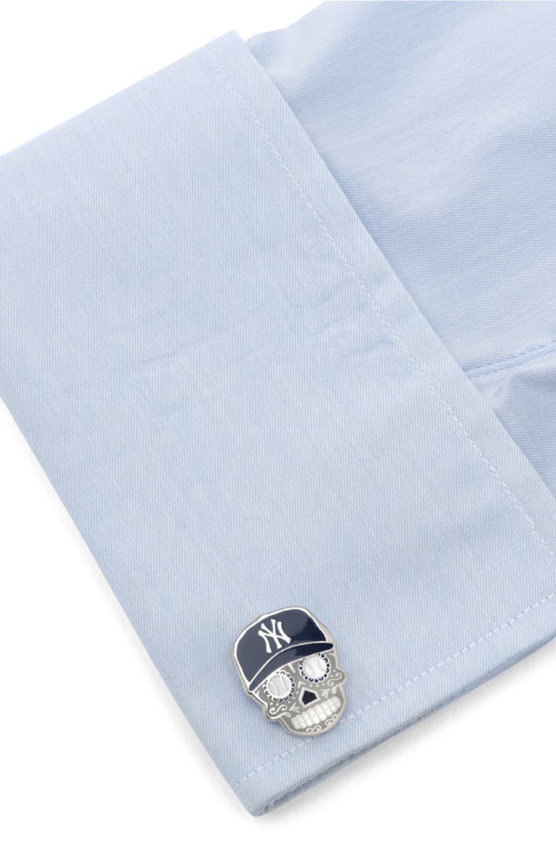 Cufflinks, Inc. New York Yankees Sugar Skull Cuff Links, Alternate, color, Gray
