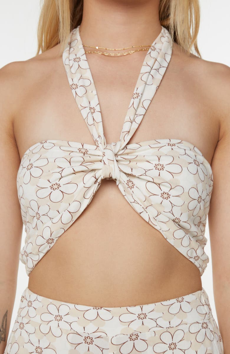 Roxy Cool Tropix Crop Halter Tank, Alternate, color, Snow White Daisy Daze Print