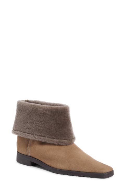 Foldover Genuine Shearling Bootie (Women)