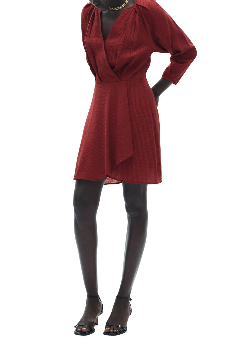 Textured Long Sleeve Dress, Alternate, color, MAROON