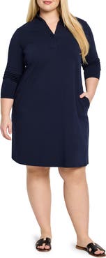 NIC+ZOE Ruffle Collar Long Sleeve A-Line Dress