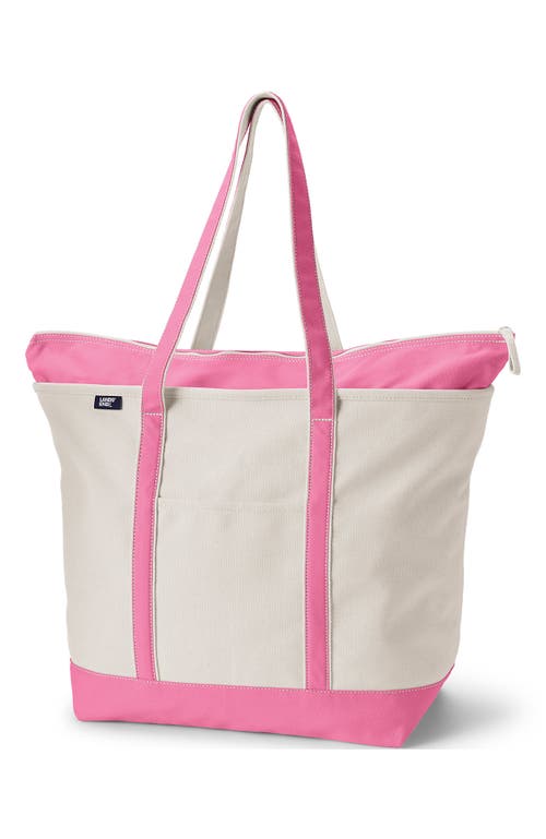 LANDS' END LANDS' END ZIP TOP LONG HANDLE CANVAS TOTE BAG 