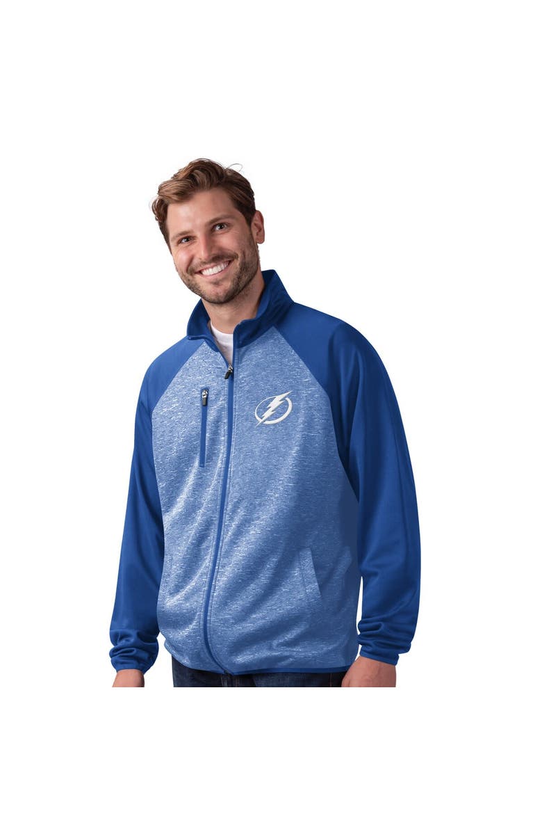 G-III SPORTS BY CARL BANKS Men's G-III Sports by Carl Banks Blue Tampa Bay Lightning Runners Raglan Full-Zip Track Jacket, Main, color, Blue