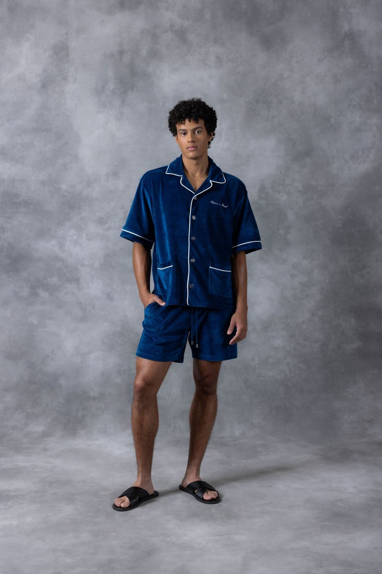 Luka Piped Terry Shirt, Alternate, color, Sailor Blue