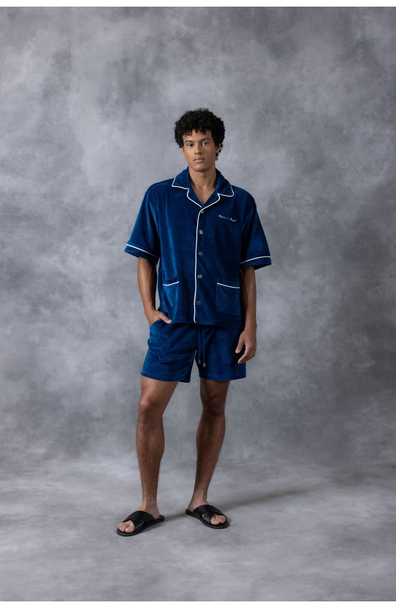 PRINCE & BOND Luka Piped Terry Shirt, Alternate, color, Sailor Blue