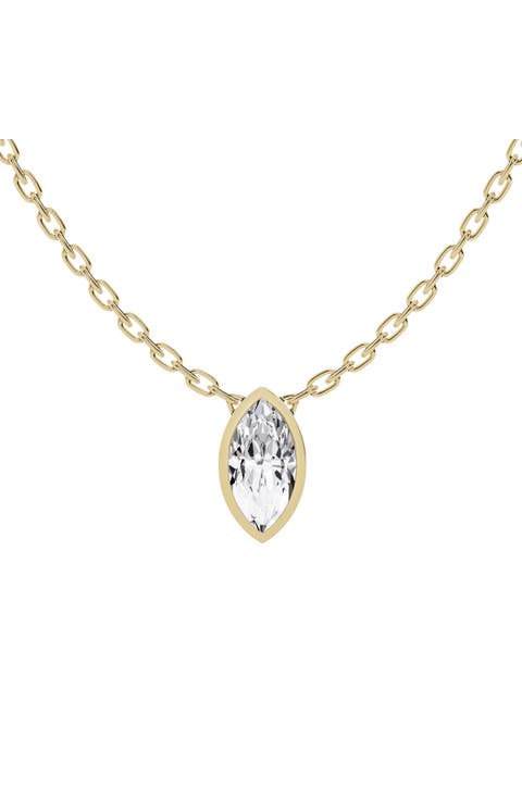 18K Gold Lab-Created Diamond Pendant Necklace (Nordstrom Exclusive)