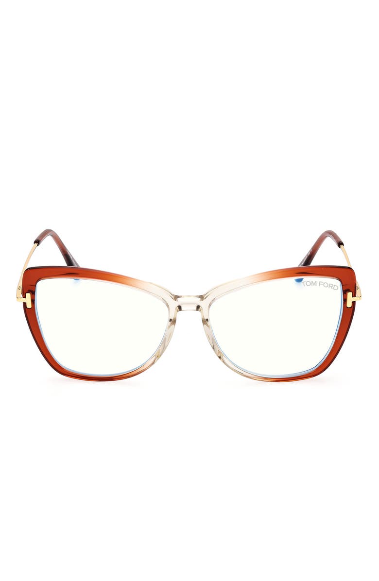 TOM FORD 55mm Butterfly Blue Light Blocking Glasses, Main, color, 