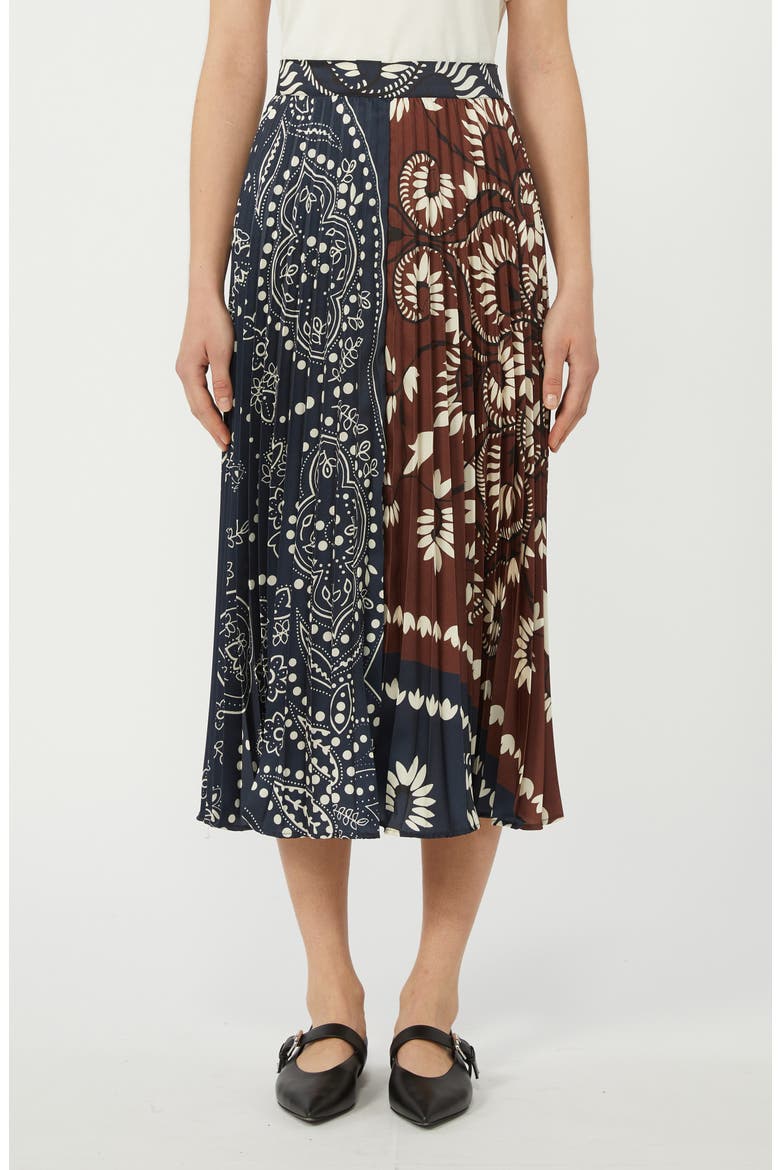 Milord Mix Print Midi Skirt, Main, color, TOBACCO