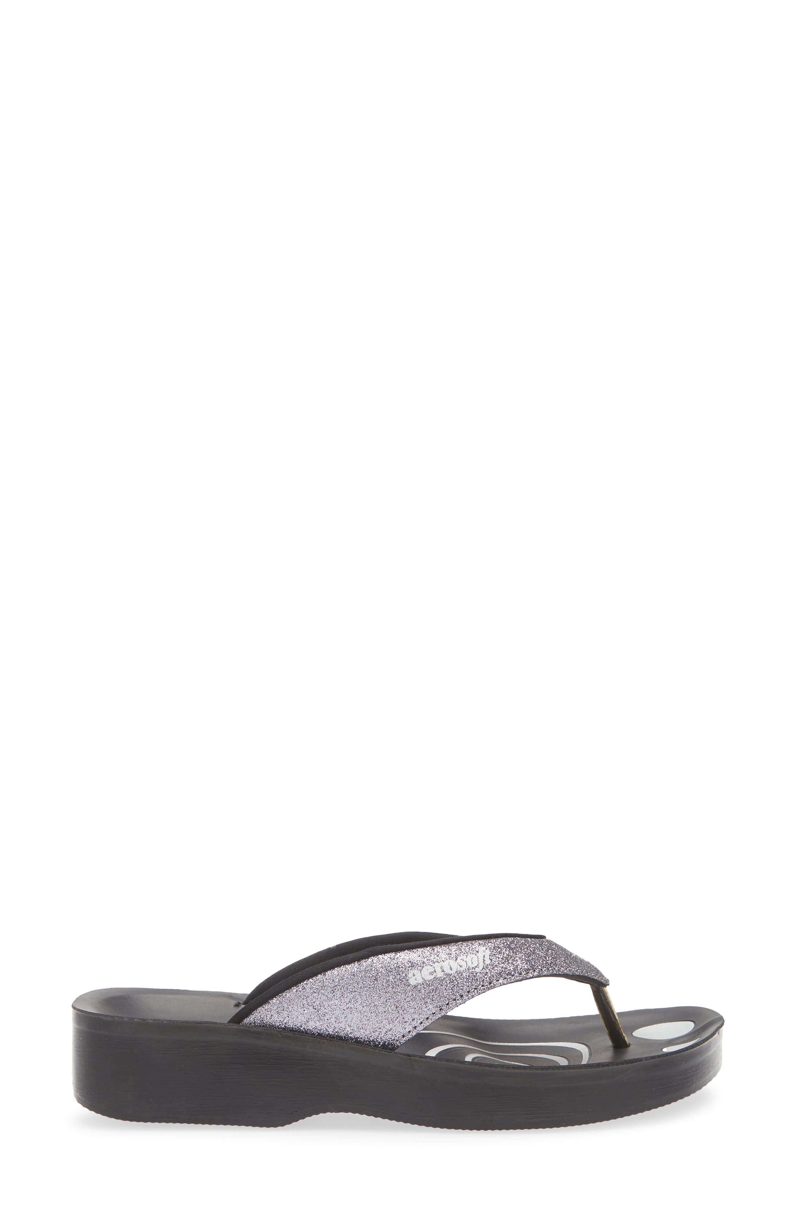 AEROSOFT Glitter Strap Sandal, Alternate, color, Grey