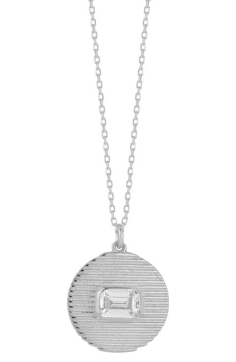 Cubic Zirconia Disc Pendant Necklace