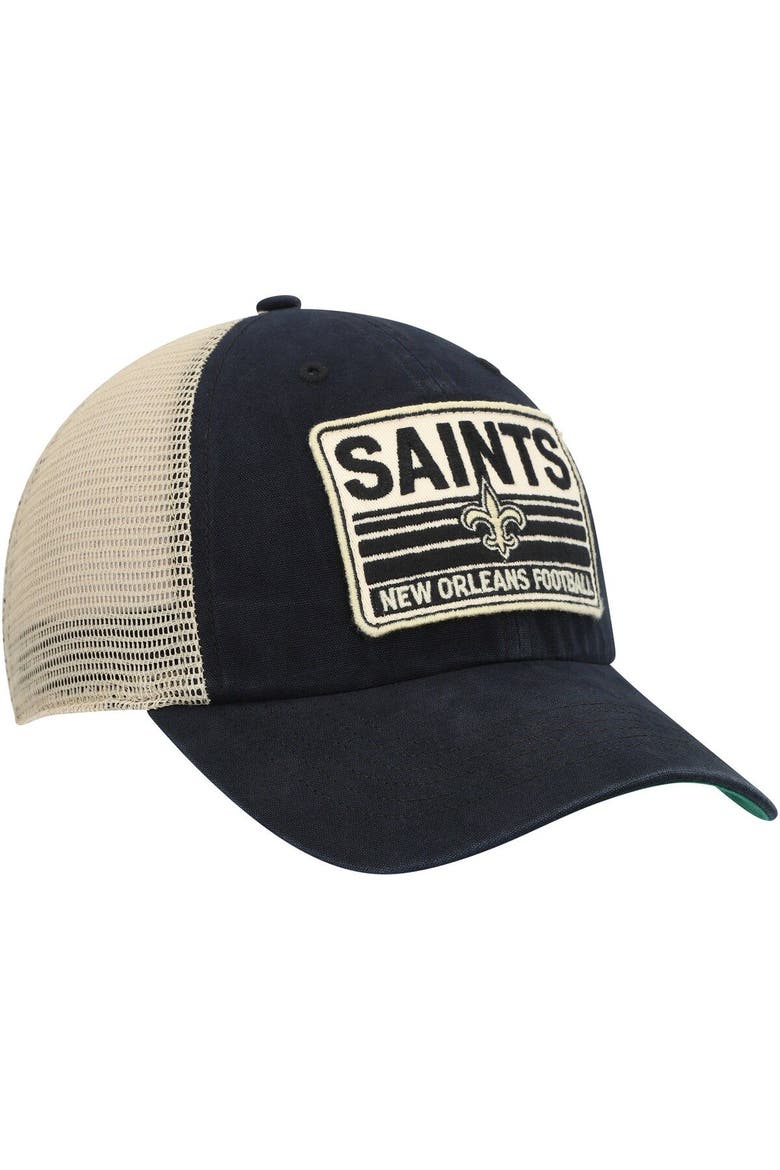 Men's '47 Black/Natural New Orleans Saints Four Stroke Clean Up Snapback Hat, Alternate, color, Black