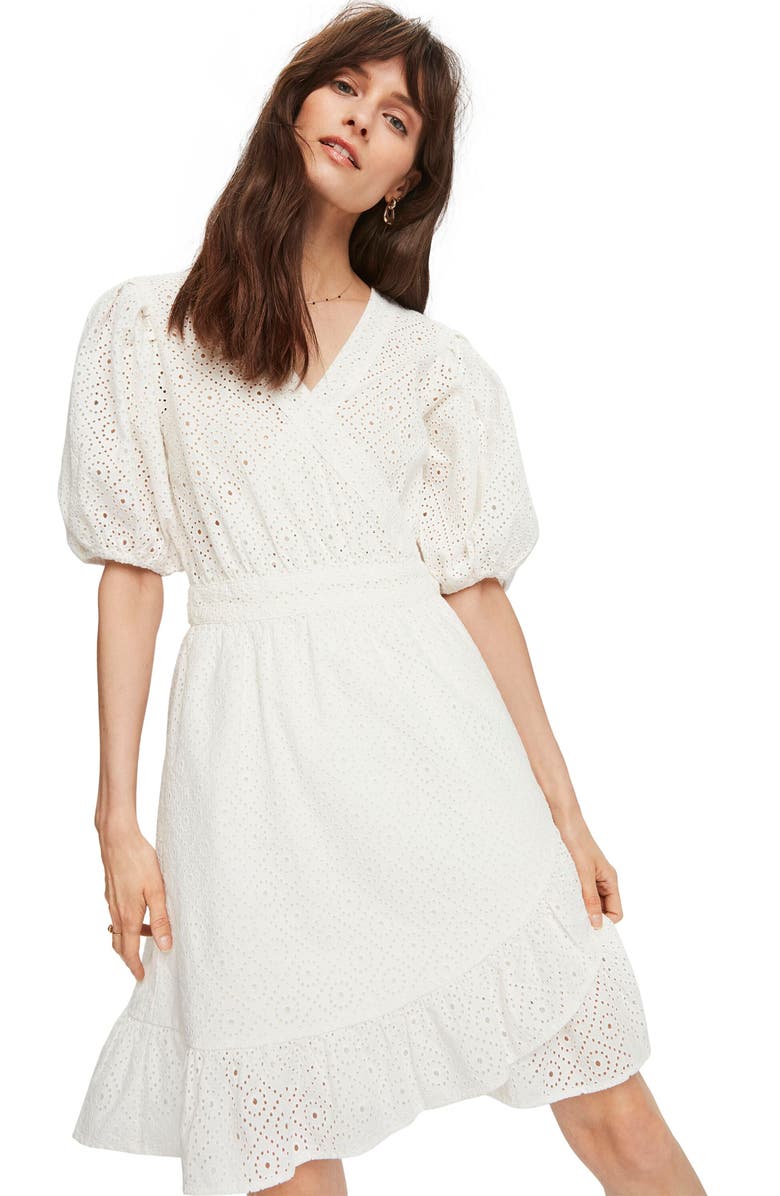 Scotch & Soda Broderie Anglaise Wrap Dress, Alternate, color,