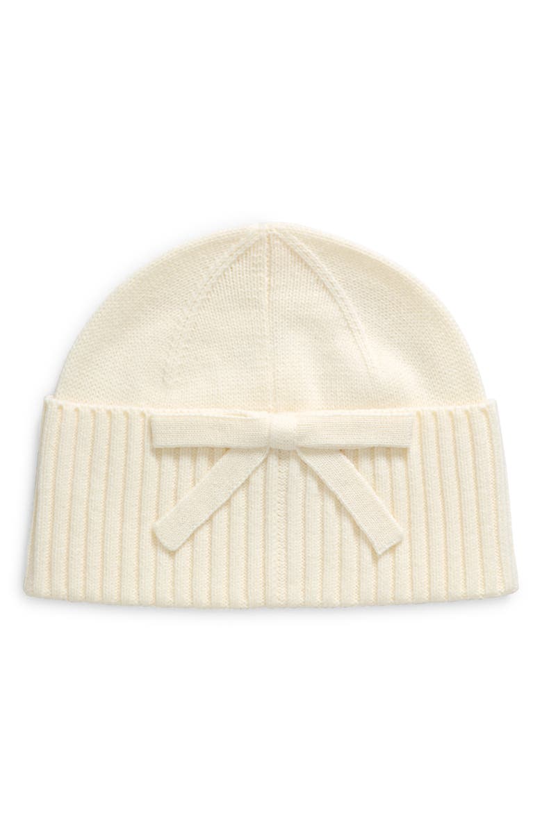 Kate Spade New York bow accent beanie, Main, color, Cream