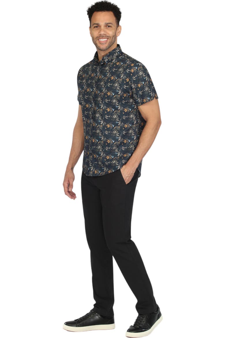 Lily Print Short Sleeve Shirt, Alternate, color, Navy