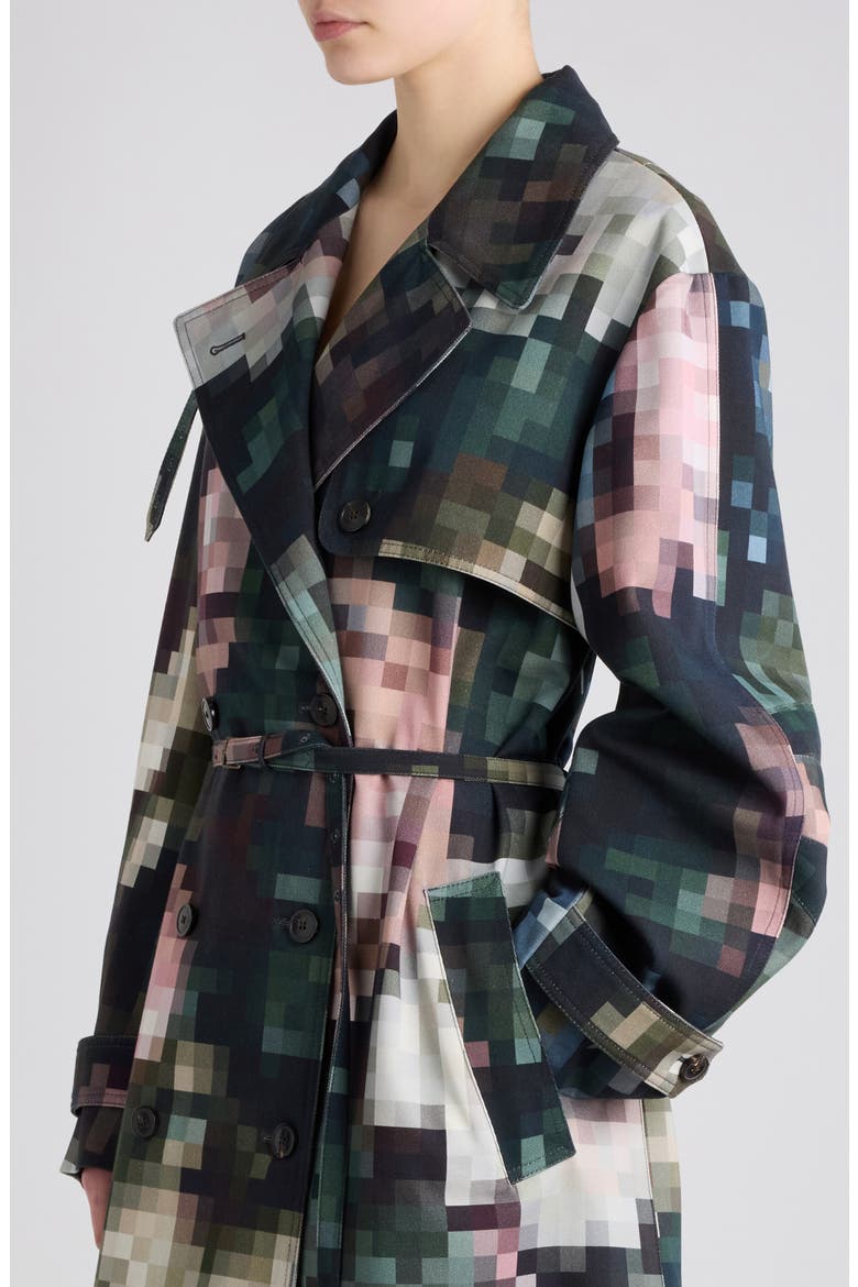 Ralphia Floral Cotton & Wool Trench Coat, Alternate, color, BOTTLE