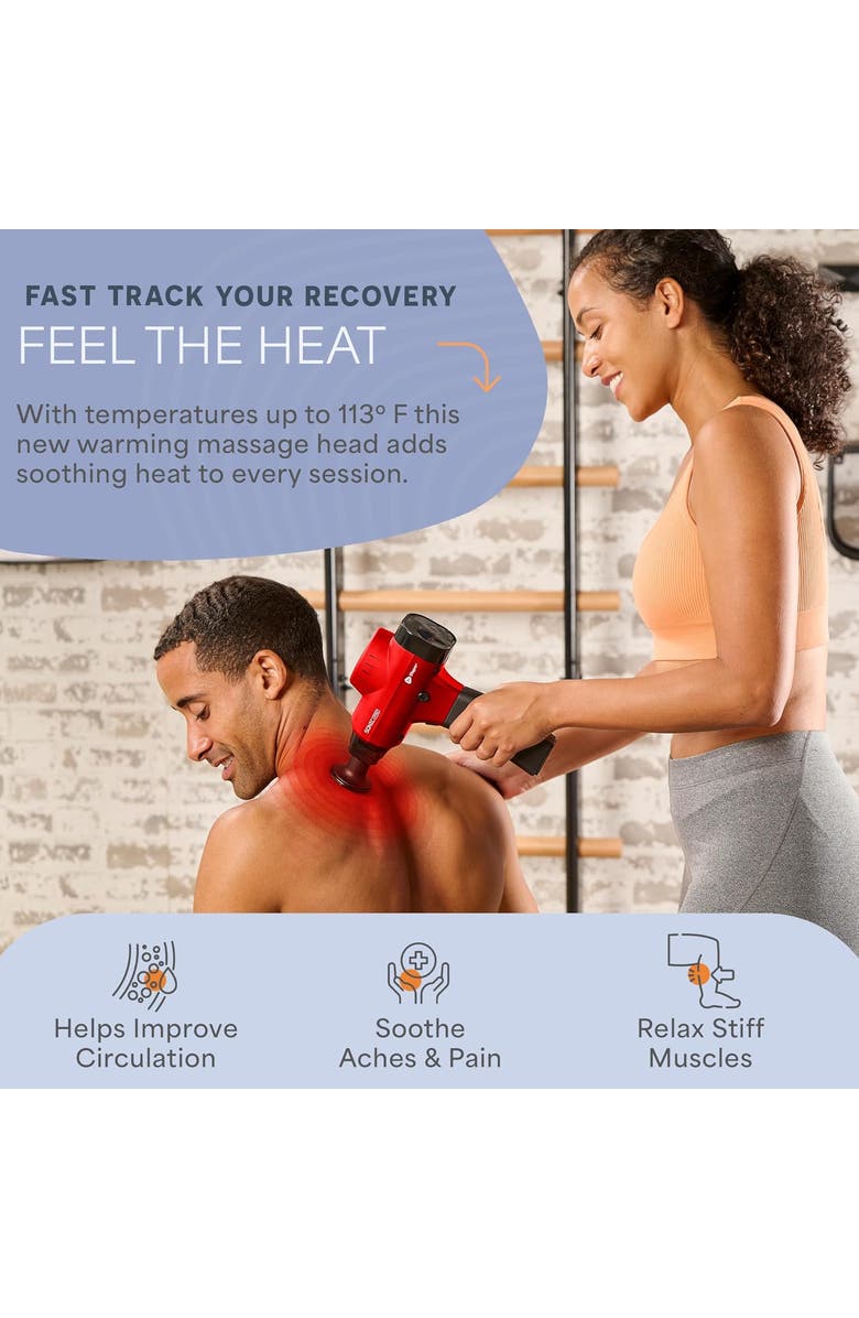 Lifepro Sonic Pro Deep Tissue Massage Gun Handheld Percussion Massager with 10 Speeds, 9 Heads, Alternate, color, Red