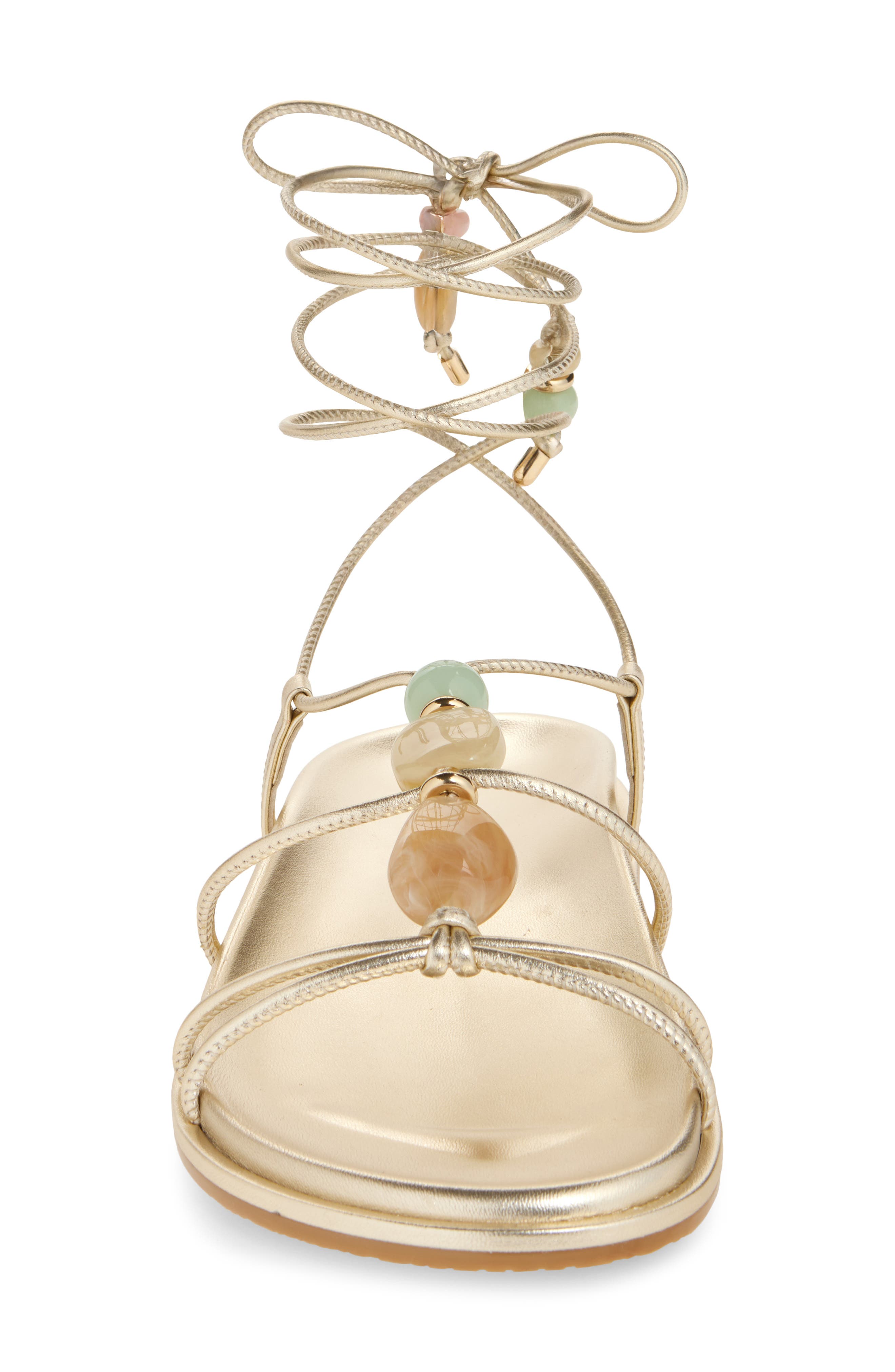 Stuart Weitzman Majorca Ankle Tie Sandal, Alternate, color, Light Gold Liquid Metallic