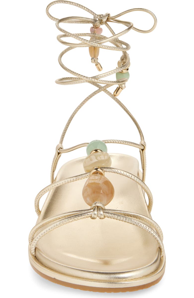 Stuart Weitzman Majorca Ankle Tie Sandal, Alternate, color, Light Gold Liquid Metallic