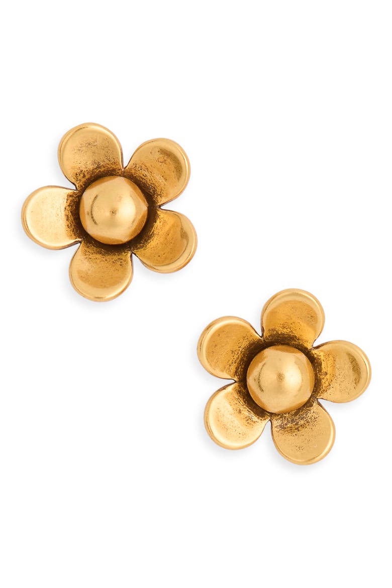 Daisy Stud Earrings, Main, color, ANTIQUE GOLD