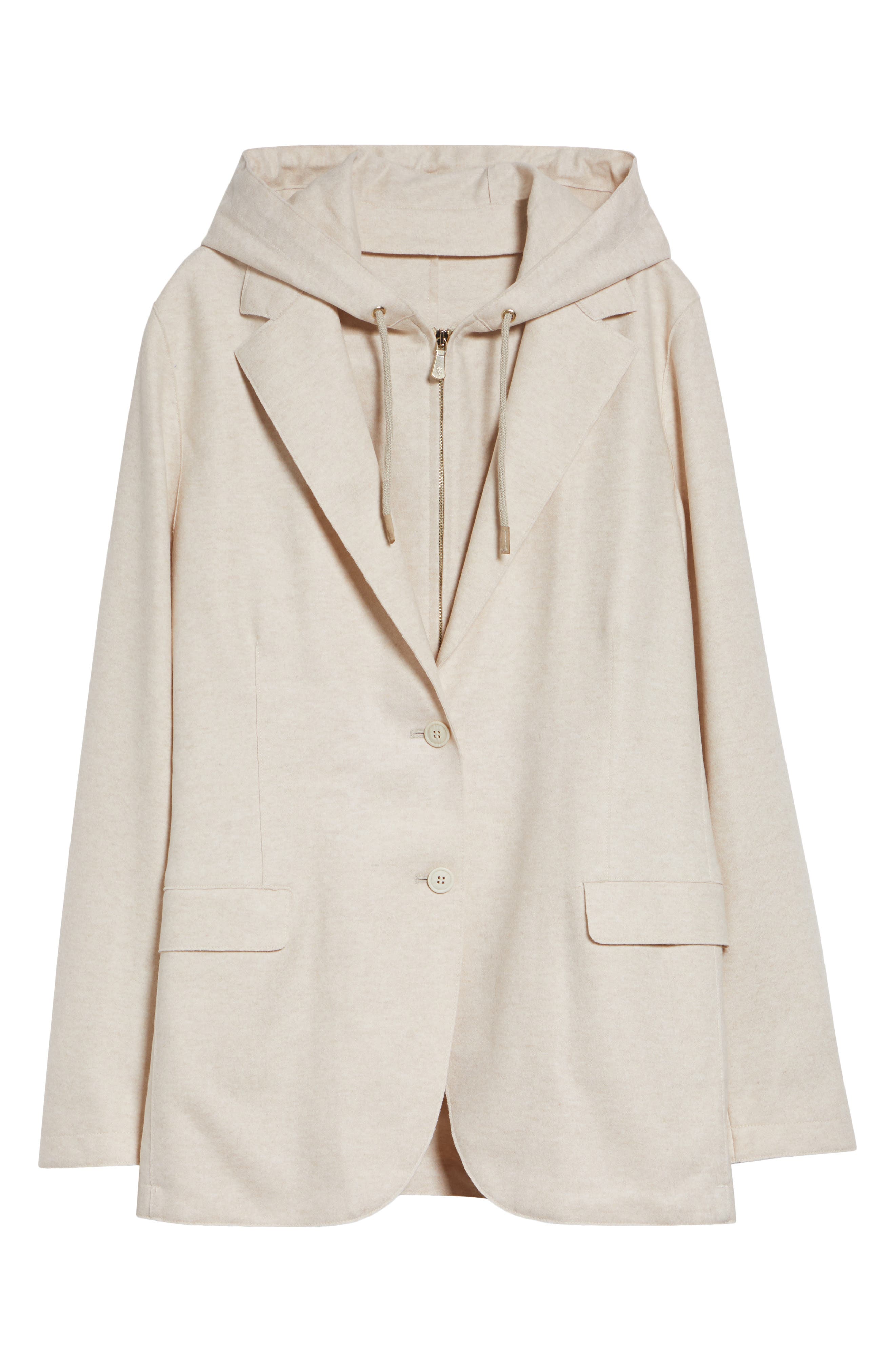 Wool Blend Flannel Blazer with Removable Hooded Bib - image 5