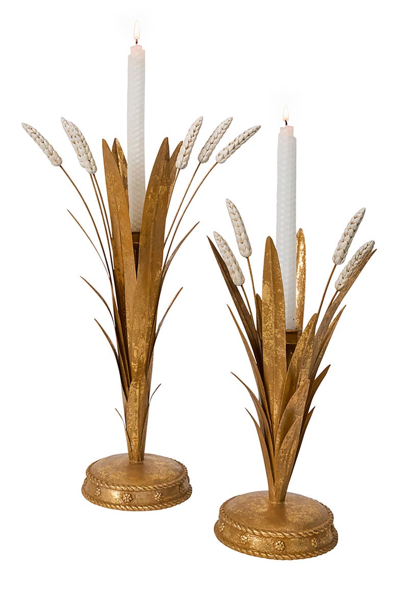 Forest Walk Wheat 17-Inch Candleholder, Alternate, color, GOLD
