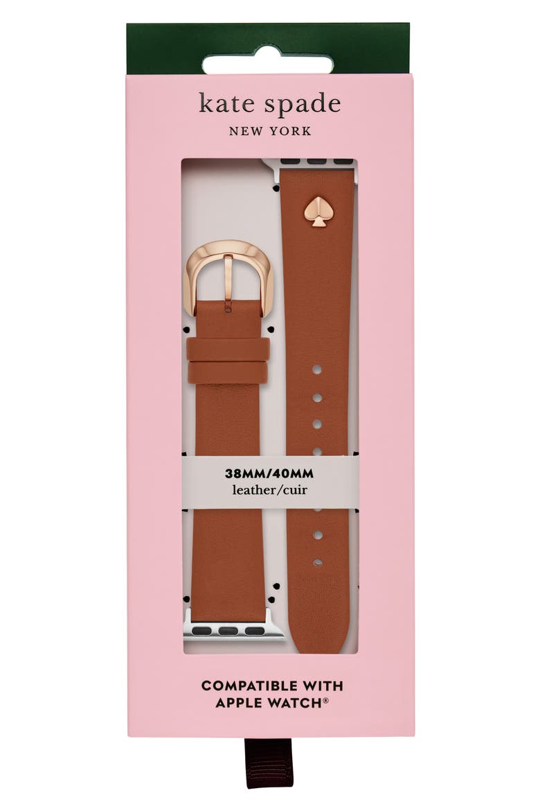 leather 20mm Apple Watch® watchband, Alternate, color, TANZ/DNU