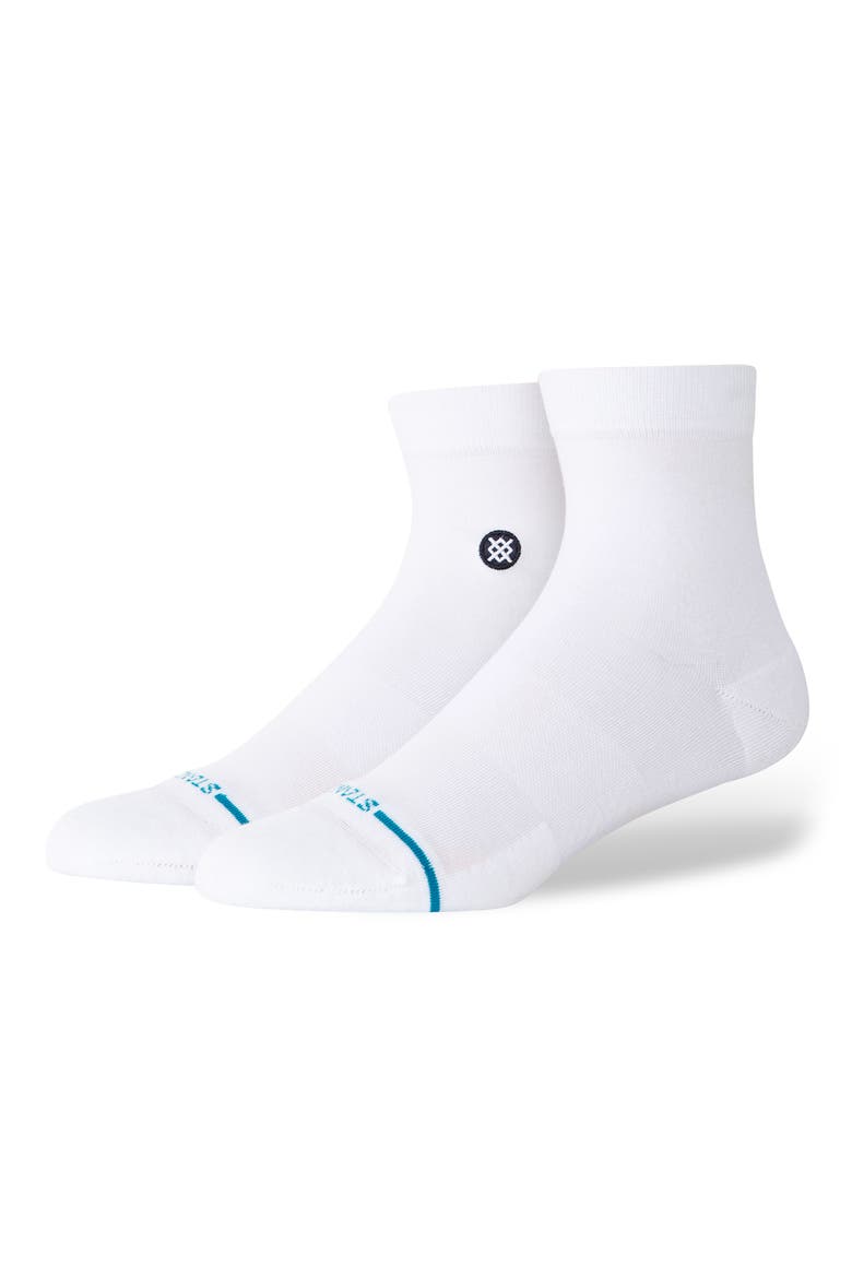Icon Lowrider Cotton Blend Quarter Socks, Main, color, WHITE