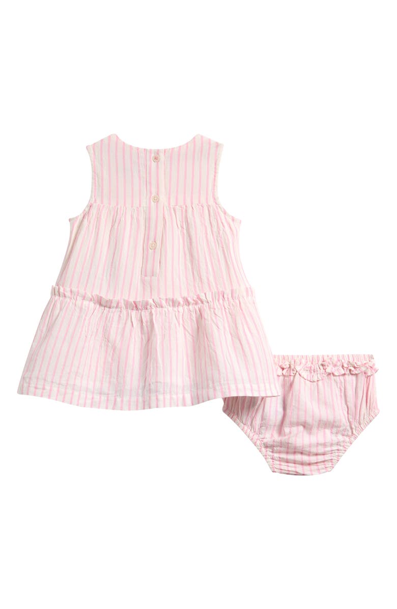 Mini Boden Tiered Ruffle Cotton Dress, Alternate, color, Pink Embroidered Stripe