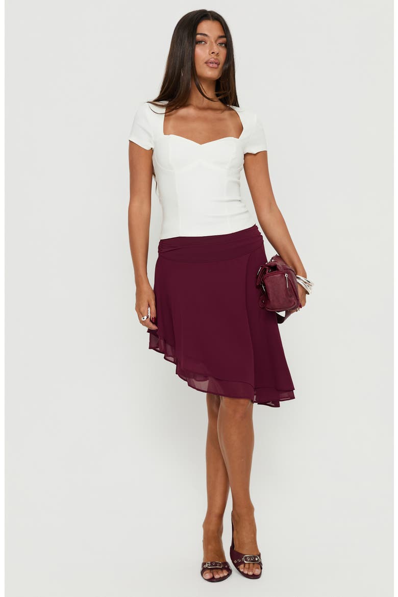 Evanescence Asymmetric Midi Skirt, Alternate, color, CHERRY