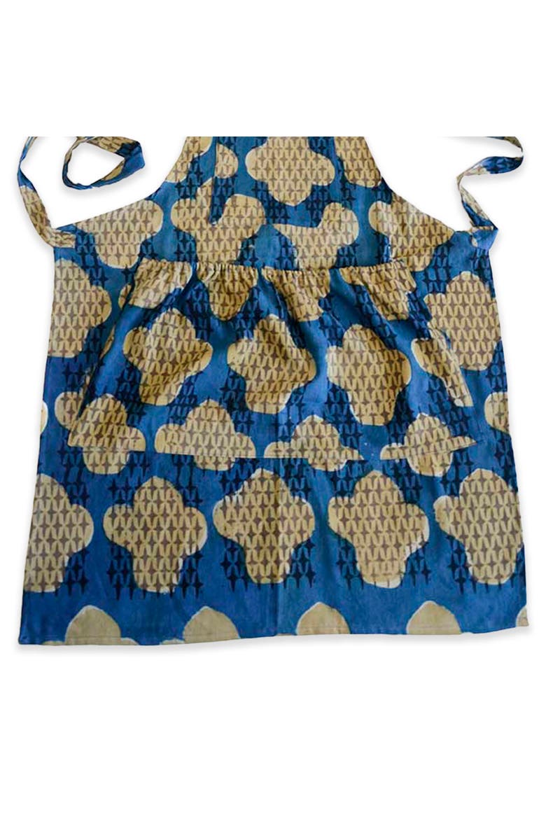 Organic Cotton Block Print Apron, Alternate, color, Blue