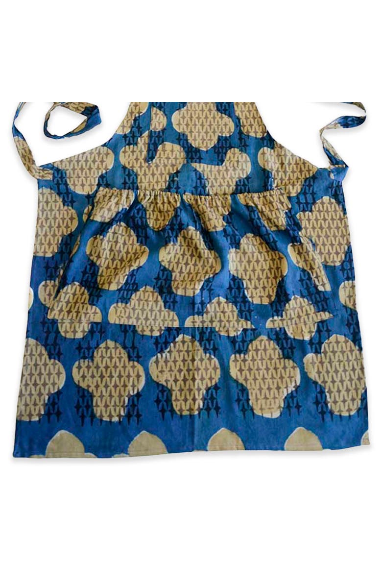 Ichcha Organic Cotton Block Print Apron, Alternate, color, Blue