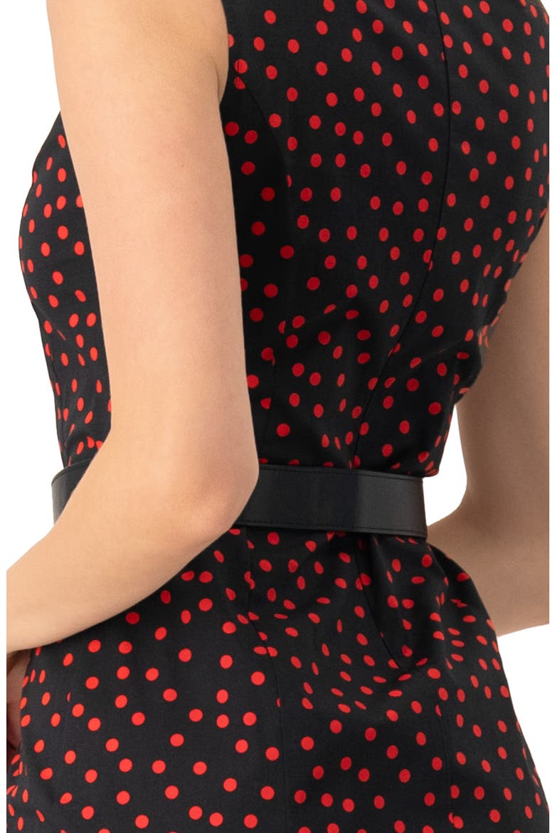 Sleeveless Polka Dot Shift Dress, Alternate, color, Black