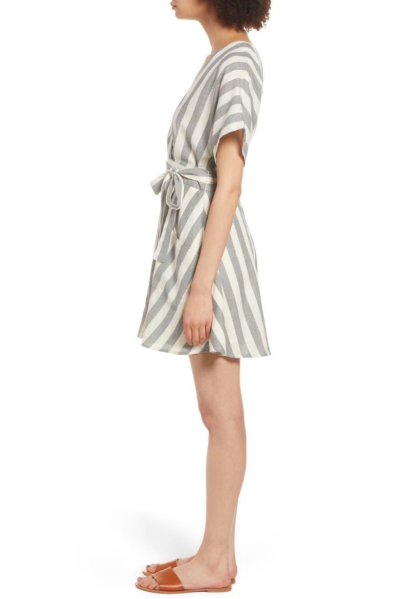 Stripe Cotton Wrap Dress, Alternate, color, BLACK STRIPE