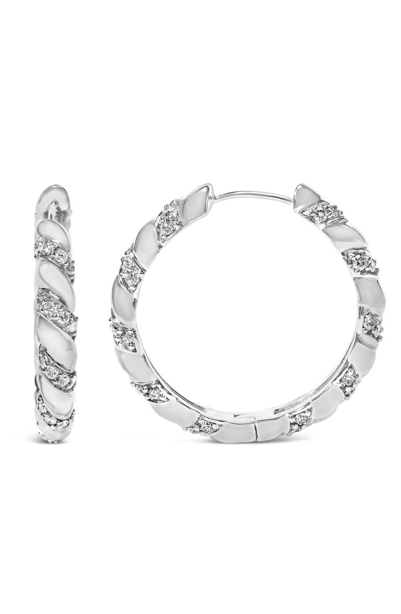 Haus of Brilliance 14K White Gold 1 1/5 Cttw Lab Grown Diamond Swirl Design 1" Inch Hoop Earrings, Alternate, color, White