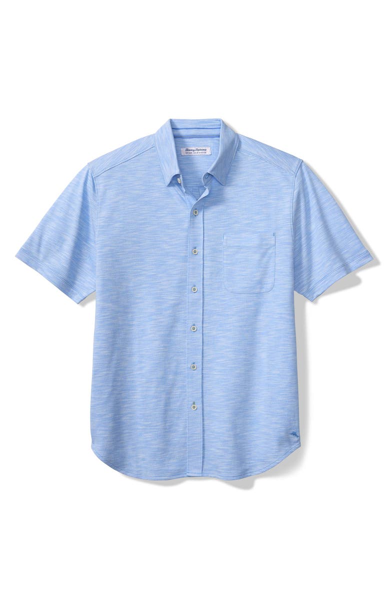 Tommy Bahama San Lucio Tides IslandZone<sup>®</sup> Short Sleeve Cotton Blend Button-Up Shirt, Main, color, Big Sky Blue