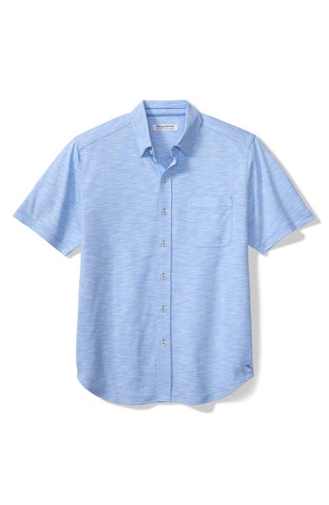 San Lucio Tides IslandZone® Short Sleeve Cotton Blend Button-Up Shirt
